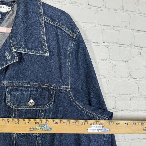 Tommy Hilfiger Trucker Jean Jacket Women Plus 2X Denim Cotton Western Cowboy - Picture 7 of 11